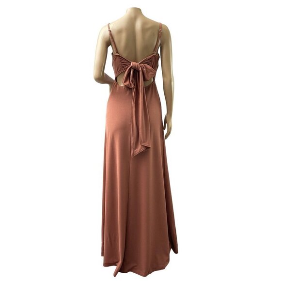 Birdy Grey Benny Crepe Maxi Formal Bridesmaid Dress Cut‎ Out Desert Rose S NWT - Picture 4 of 15